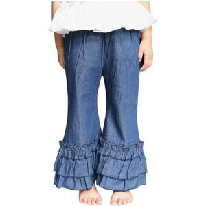Wennikids Infant Toddler Baby-girls Denim Fancy Ruffle Flare Pants
